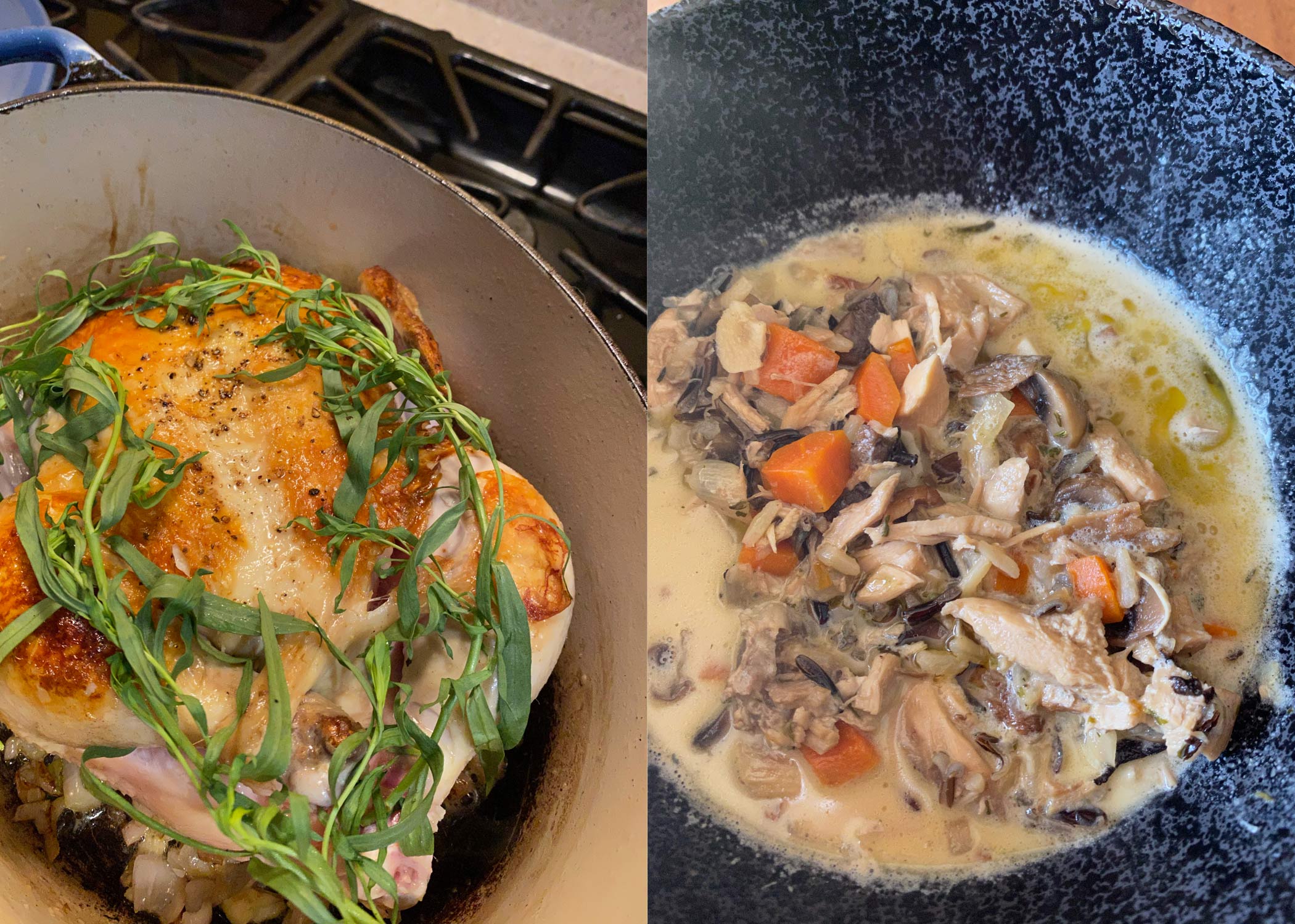 Two-for-one cooking: Tarragon Chicken and Chicken, Wild Rice and Mushroom Soup